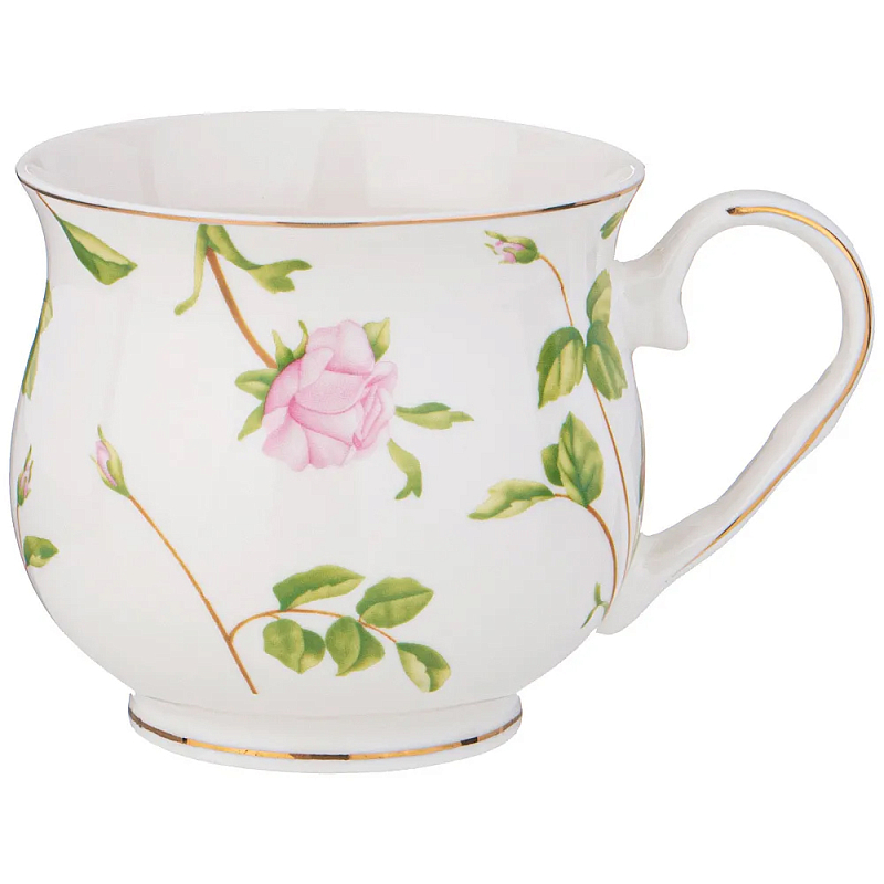 Кружка фарфоровая белая с цветочным принтом 480 мл Flower Porcelain Collection Белый Мульти Кружка фарфоровая белая с цветочным принтом 480 мл Flower Porcelain Collection Белый Мульти в Барнауле | Loft Concept