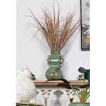 Ваза зеленого цвета из фарфора с бронзовыми ручками в виде драконов и рельефным цветочным декором Eden Garden porcelain and bronze варинант исполнения - 7 | Loft Concept в Барнауле