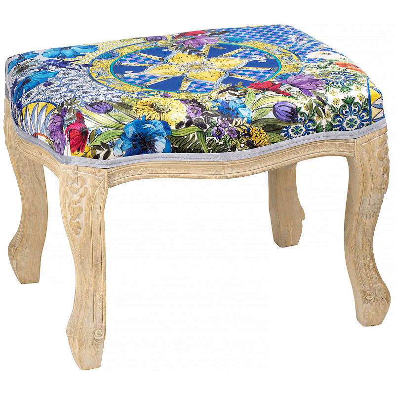 Банкетка French Seating romance of flowers Синий Бежевый Банкетка French Seating romance of flowers Синий Бежевый в Барнауле | Loft Concept