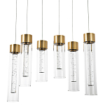 Люстра c 6-ю стеклянными плафонами золото Sparkling Bubbles Tube Gold Hanging Lamp варинант исполнения - 2 | Loft Concept в Барнауле