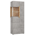 Шкаф-витрина двухдверная с фасадом цвета серый бетон Grace of Furniture варинант исполнения - 2 | Loft Concept в Барнауле