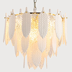 Люстра с декором из рельефного стекла в виде перьев Abelia Feather Chandelier 10 варинант исполнения - 3 | Loft Concept в Барнауле