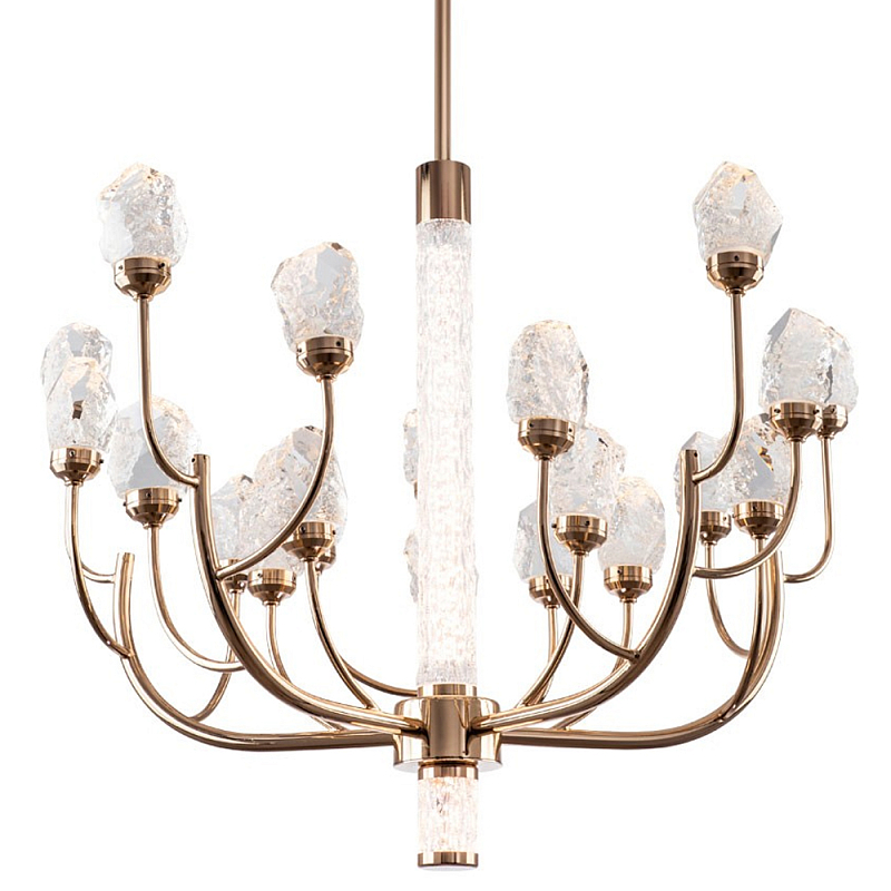 Люстра с декором в виде кристаллов из хрусталя Kenneth Crystal Stone Chandelier 20 Золотой Шампань Прозрачное Стекло Люстра с декором в виде кристаллов из хрусталя Kenneth Crystal Stone Chandelier 20 Золотой Шампань Прозрачное Стекло в Барнауле | Loft Concept