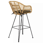 Стул барный с ротанговым плетением Half Bar Chair with Wicker с подлокотниками варинант исполнения - 4 | Loft Concept в Барнауле