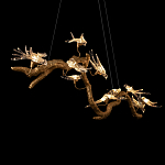 Люстра подвесная линейная с прозрачными стеклянными птичками на ветвях Serip Voa варинант исполнения - 9 | Loft Concept в Барнауле