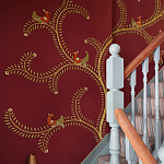 Обои с вышивкой ручной работы Fyodor Original colourway on Merlot linen варинант исполнения - 2 | Loft Concept в Барнауле