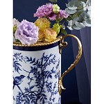 Ваза с бронзовыми ручками и синим цветочным узором Blue & White Ornament варинант исполнения - 6 | Loft Concept в Барнауле