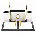 Настольный письменный набор из белого мрамора с часами Marble Accessory варинант исполнения - 1 | Loft Concept в Барнауле