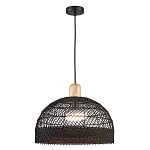 Подвесной светильник с округлым абажуром из черного ротанга Wicker Furniture варинант исполнения - 1 | Loft Concept в Барнауле