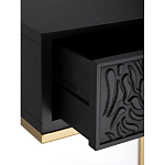 Приставной столик с резным узором на выдвижном ящике Black Table Carved Pattern варинант исполнения - 3 | Loft Concept в Барнауле