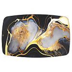 Обеденный стол с прямоугольной черно-золотой столешницей из стекла на 4-х металлических ножках Gold and Black Marble варинант исполнения - 2 | Loft Concept в Барнауле