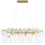 Люстра подвесная прямоугольная с бронзовыми акцентами и прозрачными стеклянными каплями Droplet Chandelier варинант исполнения - 1 | Loft Concept в Барнауле