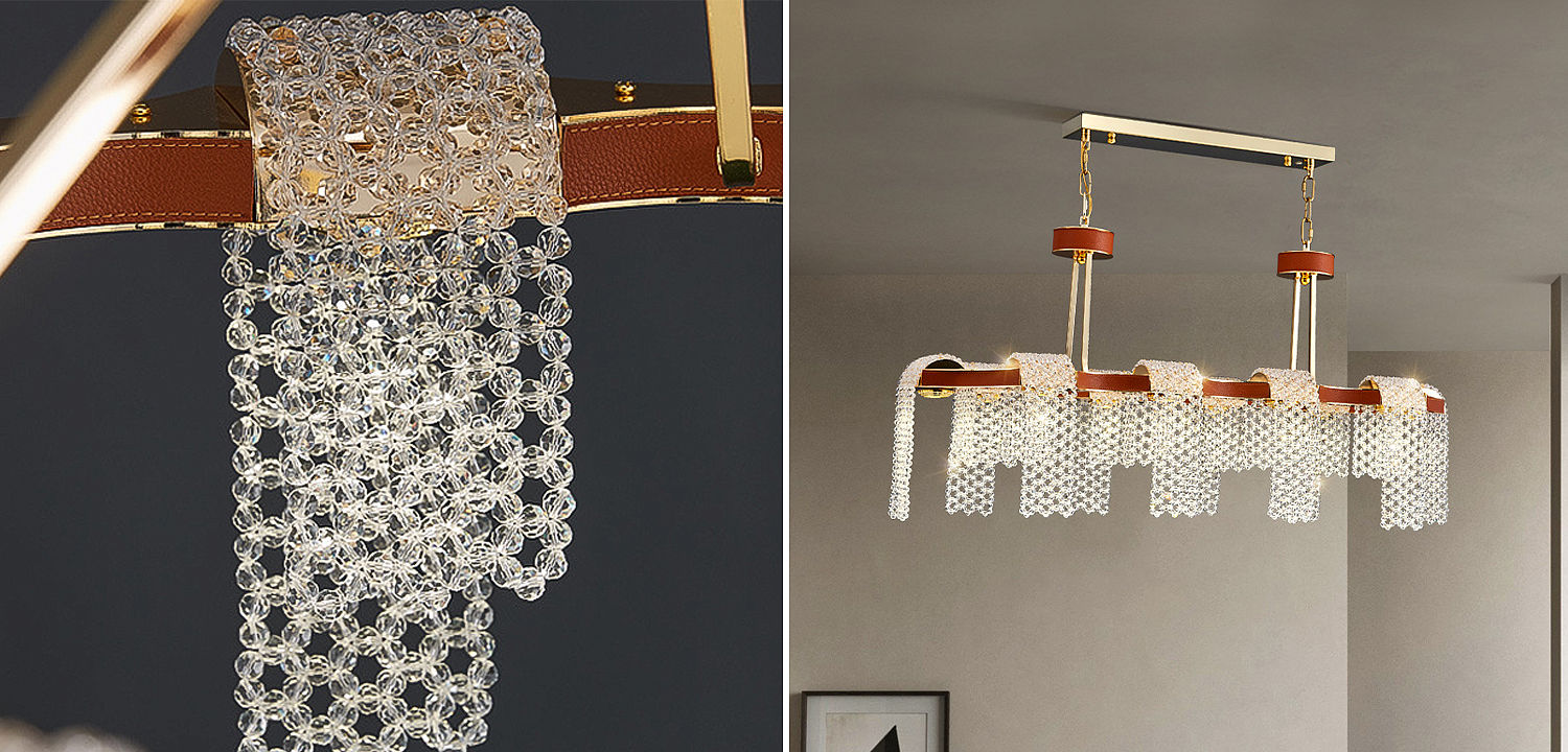 Линейная люстра люстра Leather Glass Chandelier Линейная люстра люстра Leather Glass Chandelier - Loft-Concept в Барнауле