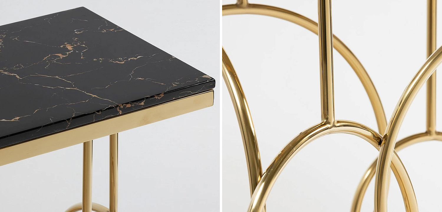 Консоль с чёрной мраморной столешницей Gwendolyn Console Консоль с чёрной мраморной столешницей Gwendolyn Console - Loft-Concept в Барнауле