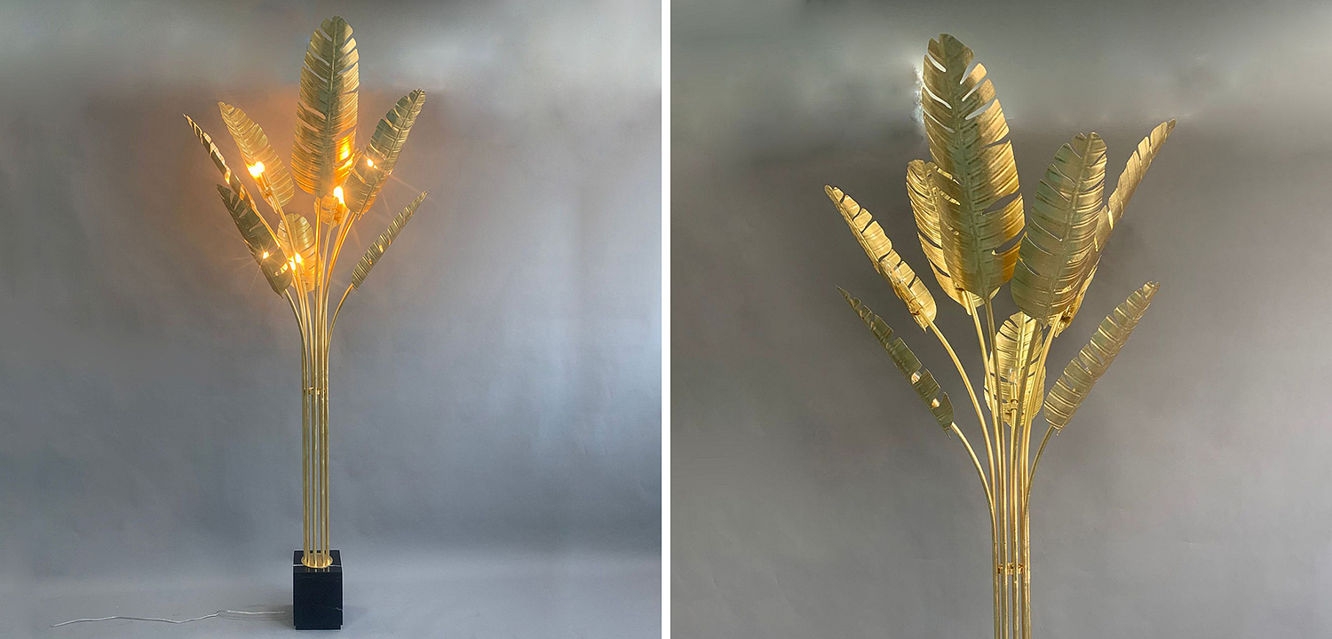 Торшер Gold Palm Leaves Floor Lamp Торшер Gold Palm Leaves Floor Lamp - Loft-Concept в Барнауле