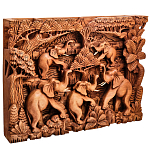 Панно из дерева пять слонов Panel With Animals варинант исполнения - 2 | Loft Concept в Барнауле