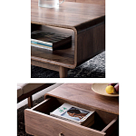 Кофейный стол из дерева с ящиком и нишей для хранения Coffee Walnut Table варинант исполнения - 4 | Loft Concept в Барнауле