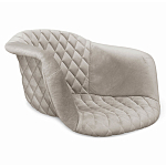 Барный стул со спинкой и мягкой обивкой с ромбами на 4-х деревянных ножках Бежевый Велюр Ava Charm варинант исполнения - 2 | Loft Concept в Барнауле