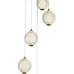 Каскадная люстра с 5-ю плафонами из акрила в виде шара Felice Chandelier Brass варинант исполнения - 2 | Loft Concept в Барнауле