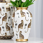 Ваза белая овальная с рисунком леопардов и золотыми акцентами LEOPARD Collection варинант исполнения - 4 | Loft Concept в Барнауле