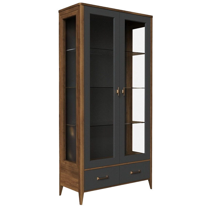 Витрина стеклянная из массива бука Tasteful Furniture Серый Дуб темный Прозрачное Стекло в Барнауле | Loft Concept 