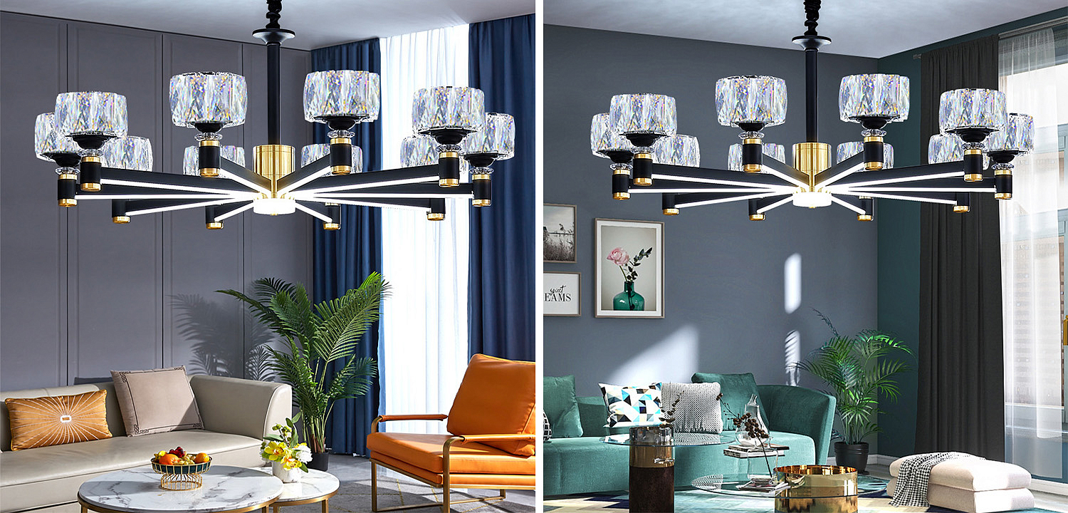 Дизайнерская Люстра 10 хрустальных плафонов Crystal Shades Chandelier Дизайнерская Люстра 10 хрустальных плафонов Crystal Shades Chandelier - Loft-Concept в Барнауле