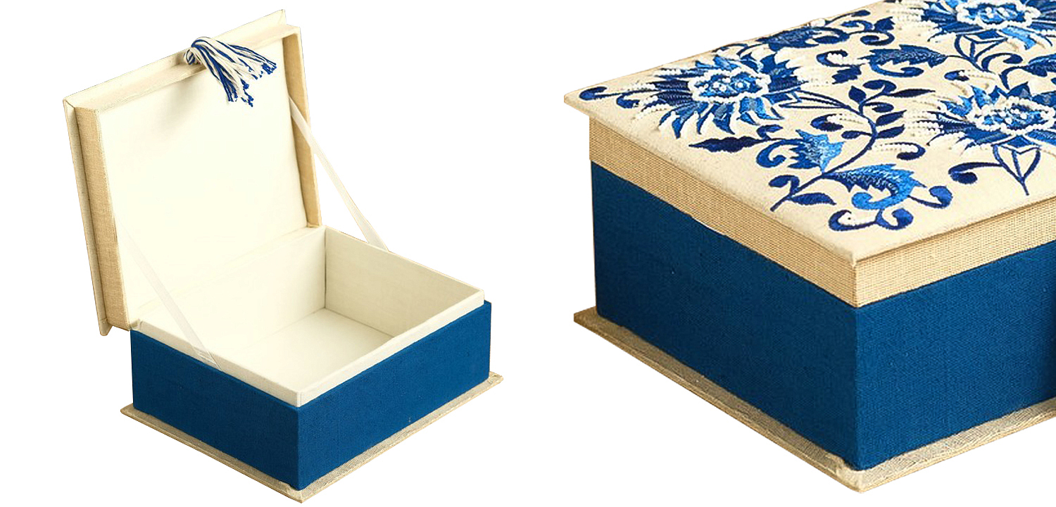 Шкатулка с вышивкой Blue Flowers Beads Embroidery Box Шкатулка с вышивкой Blue Flowers Beads Embroidery Box - Loft-Concept в Барнауле