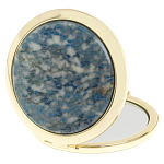 Зеркало карманное складное круглое из натурального камня Лазурит в подарочной упаковке Gold Stone Mirrors варинант исполнения - 2 | Loft Concept в Барнауле