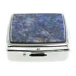 Таблетница карманная квадратная c 2-мя отделениями с зеркалом и накладкой из натурального камня Лазурит Silver Stone Pillboxes варинант исполнения - 3 | Loft Concept в Барнауле