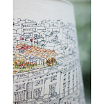 Настольная лампа с принтом на белом тканевом абажуре Roof Garden Lamp варинант исполнения - 4 | Loft Concept в Барнауле