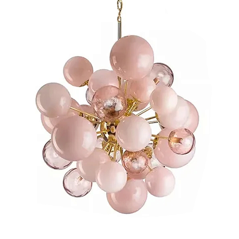 Люстра розовые шары на золотом каркасе Pink Light Bubbles Розовый Люстра розовые шары на золотом каркасе Pink Light Bubbles Розовый в Барнауле | Loft Concept