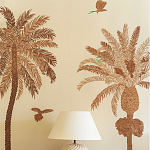 Обои с вышивкой ручной работы Deco Palms Raffia on linen варинант исполнения - 1 | Loft Concept в Барнауле