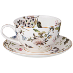 Чайный сервиз из фарфора белый с рисунком цветов на 6 персон 14 предметов Garden Whisper Porcelain Set  варинант исполнения - 1 | Loft Concept в Барнауле