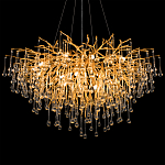 Люстра подвесная с прозрачными стеклянными подвесками в форме капель Диаметр 100 см Droplet Chandelier варинант исполнения - 8 | Loft Concept в Барнауле