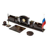 Настольный письменный набор с часами из природного камня обсидиана  Gift for Manager варинант исполнения - 2 | Loft Concept в Барнауле
