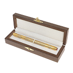 Ручка шариковая металлическая с гравировкой и красным фианитом в деревянной коробке Metal Pens варинант исполнения - 4 | Loft Concept в Барнауле