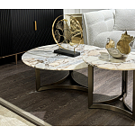 Столик журнальный с круглой мраморной столешницей Unique Stone Design варинант исполнения - 8 | Loft Concept в Барнауле