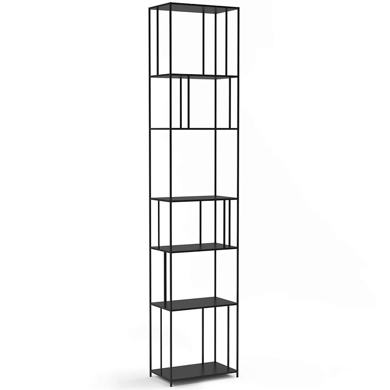 Высокий стеллаж из металла Menzie High Metal Rack Black Черный Высокий стеллаж из металла Menzie High Metal Rack Black Черный в Барнауле | Loft Concept