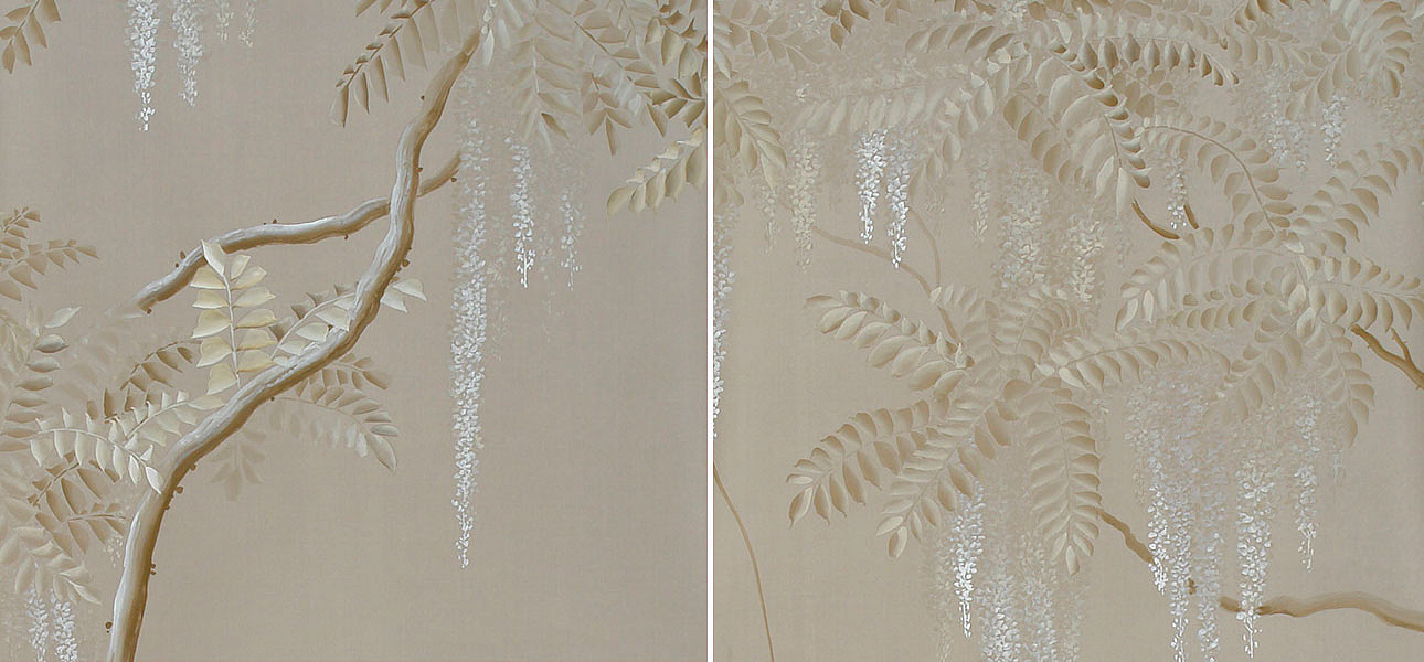 Обои ручная роспись Wisteria Limewash on Lead Grey dyed silk Обои ручная роспись Wisteria Limewash on Lead Grey dyed silk - Loft-Concept в Барнауле