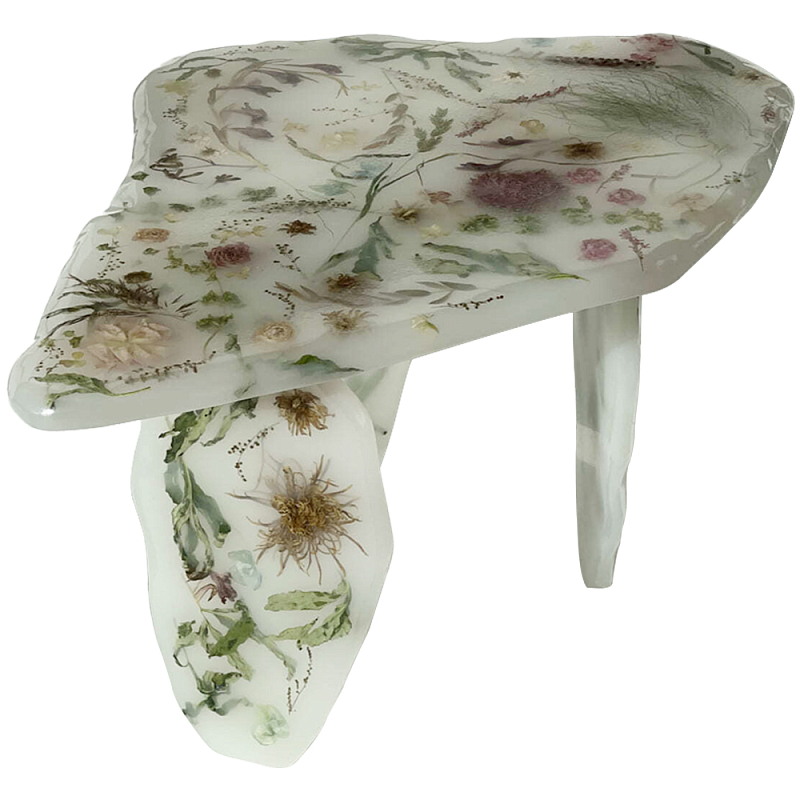 Журнальный стол из эпоксидной смолы с цветами White Flowers Epoxy Resin Coffee Table Белый матовый Мульти Журнальный стол из эпоксидной смолы с цветами White Flowers Epoxy Resin Coffee Table Белый матовый Мульти в Барнауле | Loft Concept