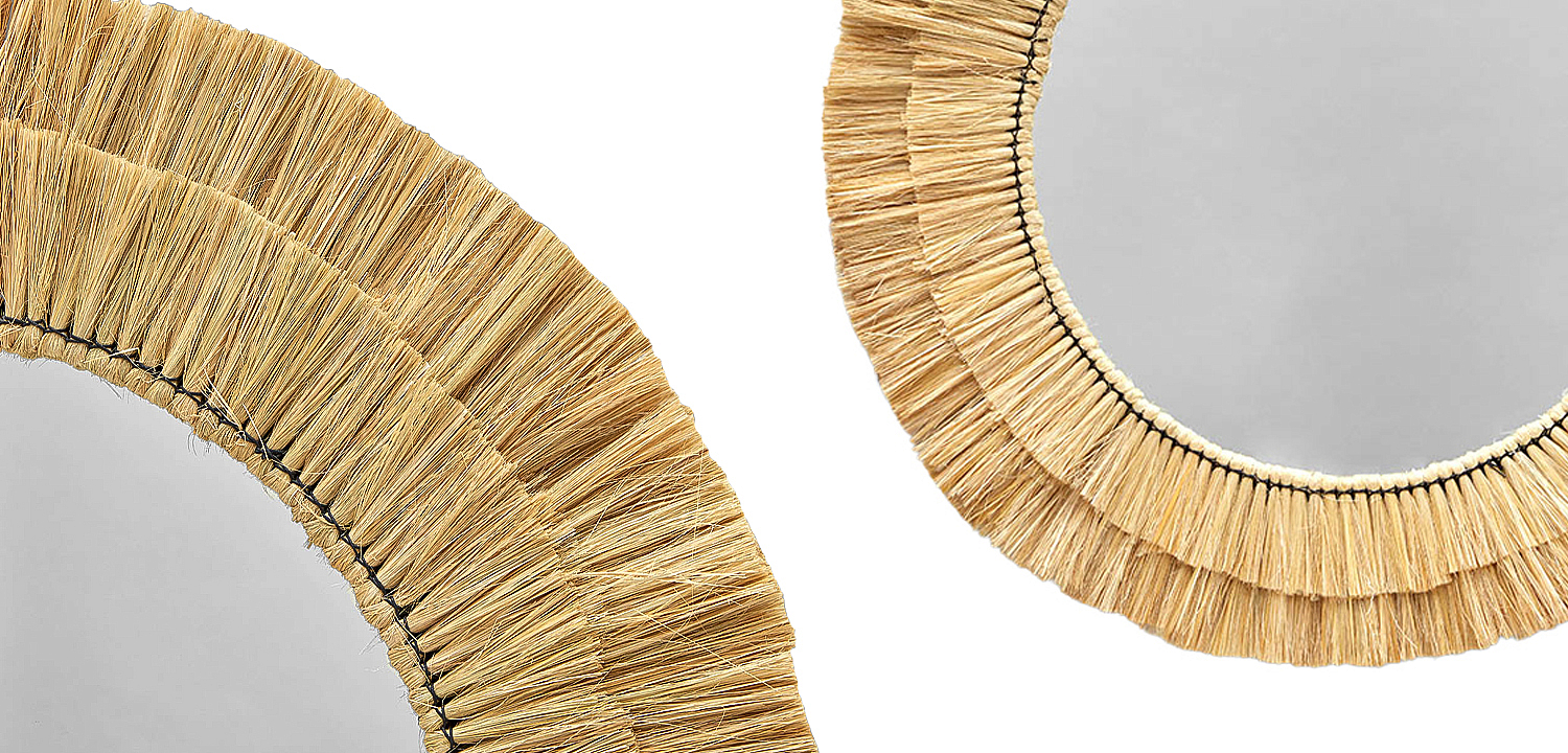 Круглое зеркало с плетеной рамой Jyoti Wicker Mirror Круглое зеркало с плетеной рамой Jyoti Wicker Mirror - Loft-Concept в Барнауле