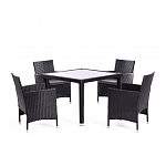 Обеденный комплект из искуственного ротанга Vintara черный варинант исполнения - 1 | Loft Concept в Барнауле