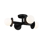 Потолочный светильник с тремя белыми матовыми стеклянными плафонами в форме шаров на черном основании Generation Lighting варинант исполнения - 2 | Loft Concept в Барнауле