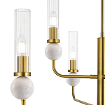 Люстра с 6-ю плафонами в форме стеклянных трубок и мраморных декоративных элементов Montreal варинант исполнения - 5 | Loft Concept в Барнауле