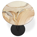 Стол журнальный круглый с бежевой столешницей из стекла Beige Marble варинант исполнения - 2 | Loft Concept в Барнауле