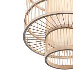 Подвесной светильник из деревянных прутьев с плафоном из натуральной ткани Light Inside the Cell варинант исполнения - 6 | Loft Concept в Барнауле