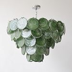 Люстра из зеленых стеклянных дисков с перламутровым эффектом Green Glowing Glaze варинант исполнения - 5 | Loft Concept в Барнауле