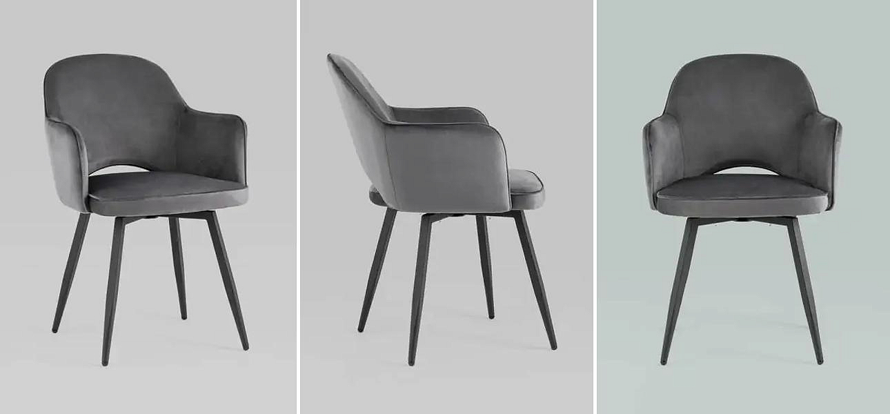 Стул SHARRON Вращающийся Серый Велюр Стул SHARRON Вращающийся Серый Велюр - Loft-Concept в Барнауле