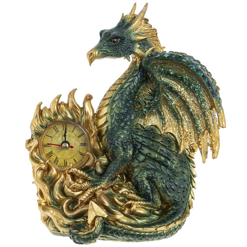 Часы в виде дракона Green Gold Dragon Clock Золотой Зеленый Часы в виде дракона Green Gold Dragon Clock Золотой Зеленый в Барнауле | Loft Concept