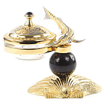 Икорница с декором "Стерлядка на ракушке" с гравировкой на подставке из натурального камня Обсидиан Decorative Cavair Dishes варинант исполнения - 1 | Loft Concept в Барнауле